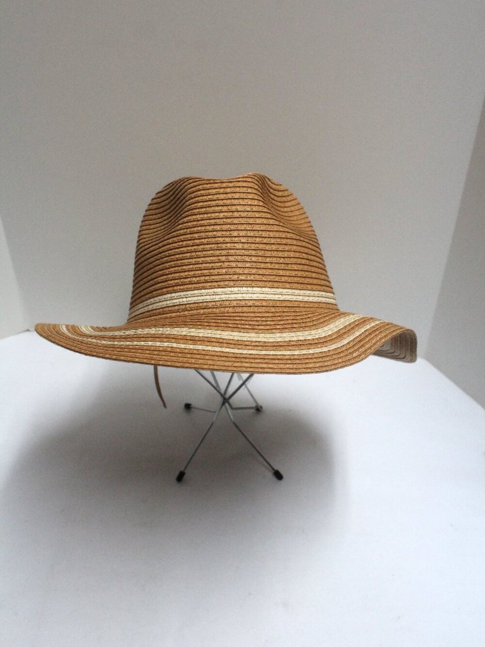 NWT Time & Tru Stripe Panama Style Stackable & Adjustable Hat With Brim